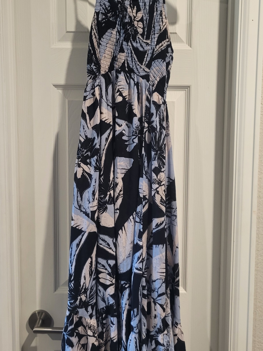 Free People Black and Cream Botanical Print Maxi Dress